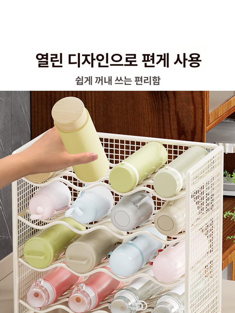 헬스 텀블러 수납대 스테인리스 정리대 보관랙 음료수 보관대 블랙 스테인레스 대형 매장 - 상세 이미지 4