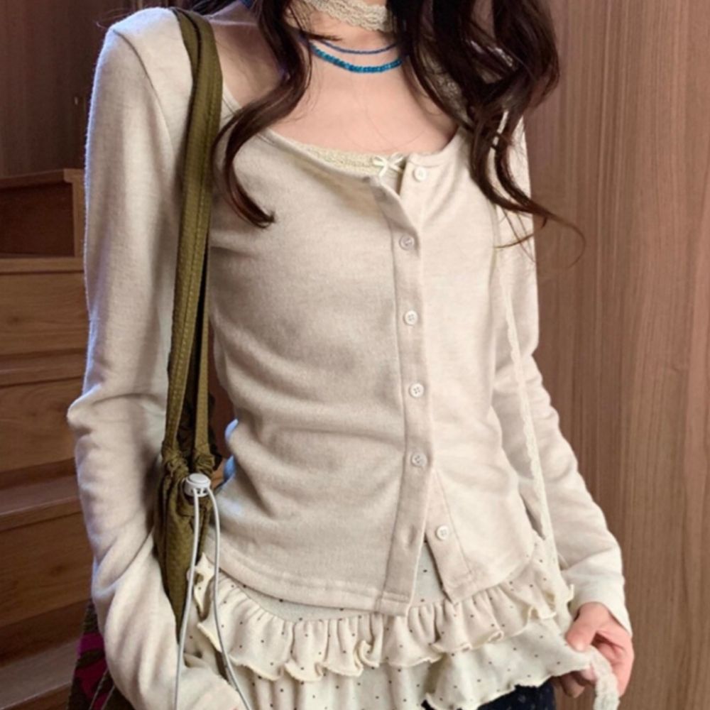 레이스 프릴 가디건 세트 HPC-1007882 - 베이지