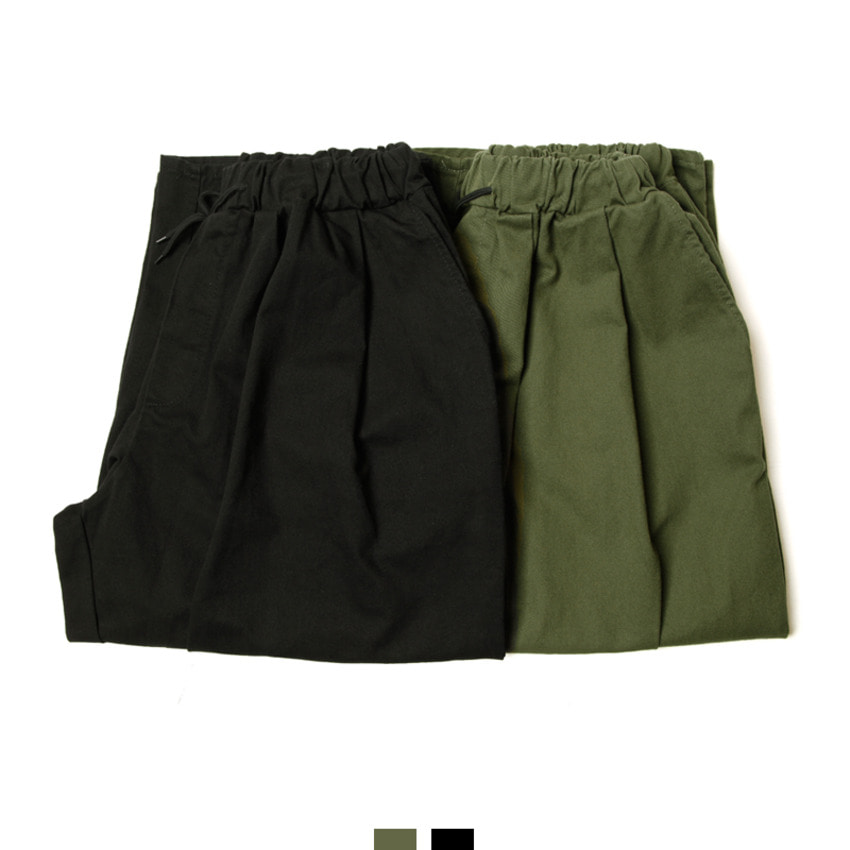 남자 밴딩 팬츠 벌룬핏 와이드 캐주얼 바지 - 블랙