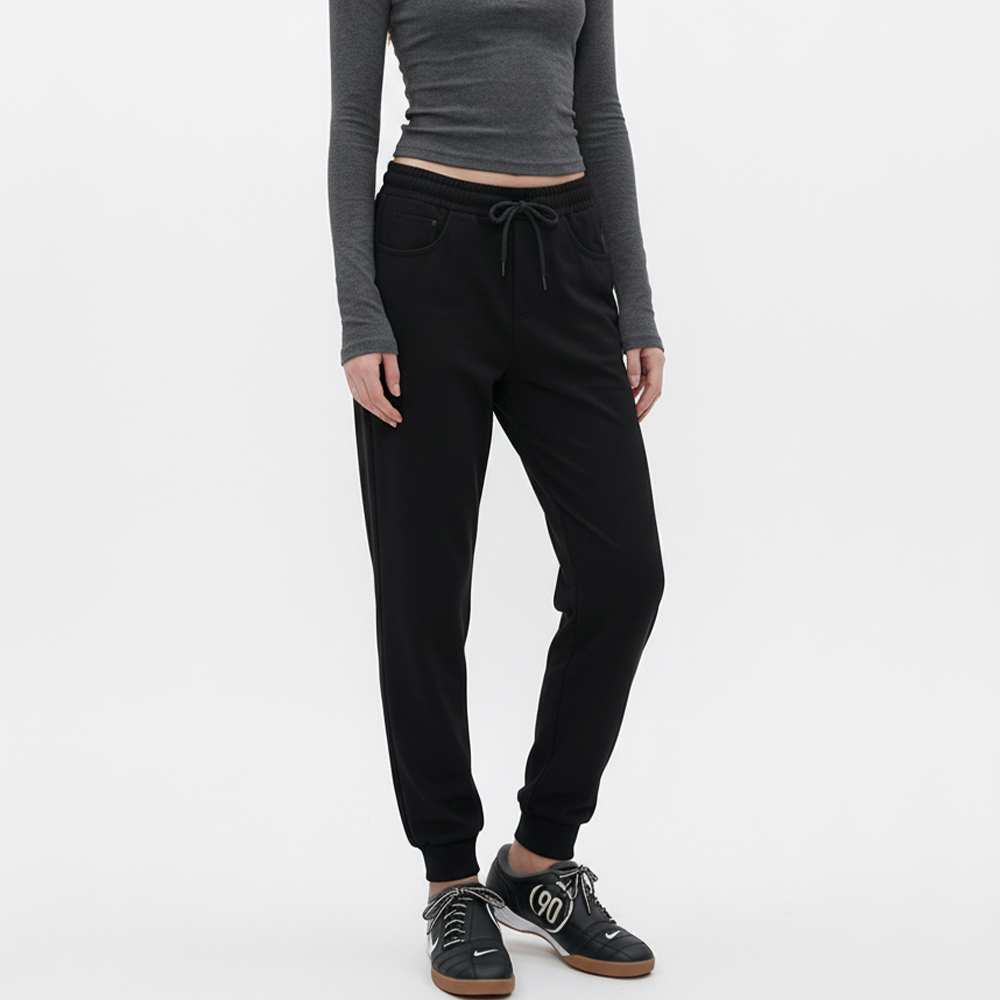 JEB-1007329 여성 데일리 쫀쫀 슬림 밴딩 조거 팬츠 - 블랙