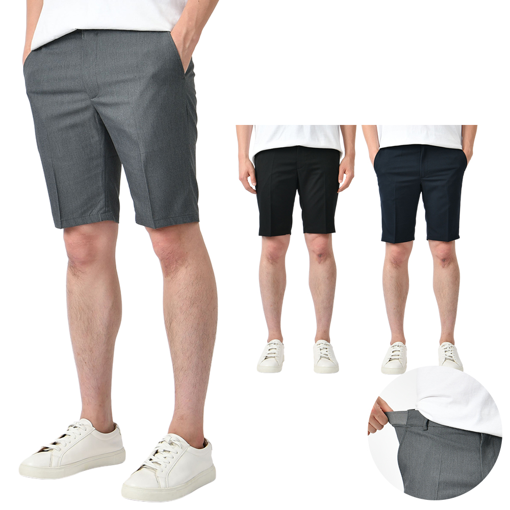 남자 정장 반바지 여름 바지 5부 편한 스판 슬랙스 - black