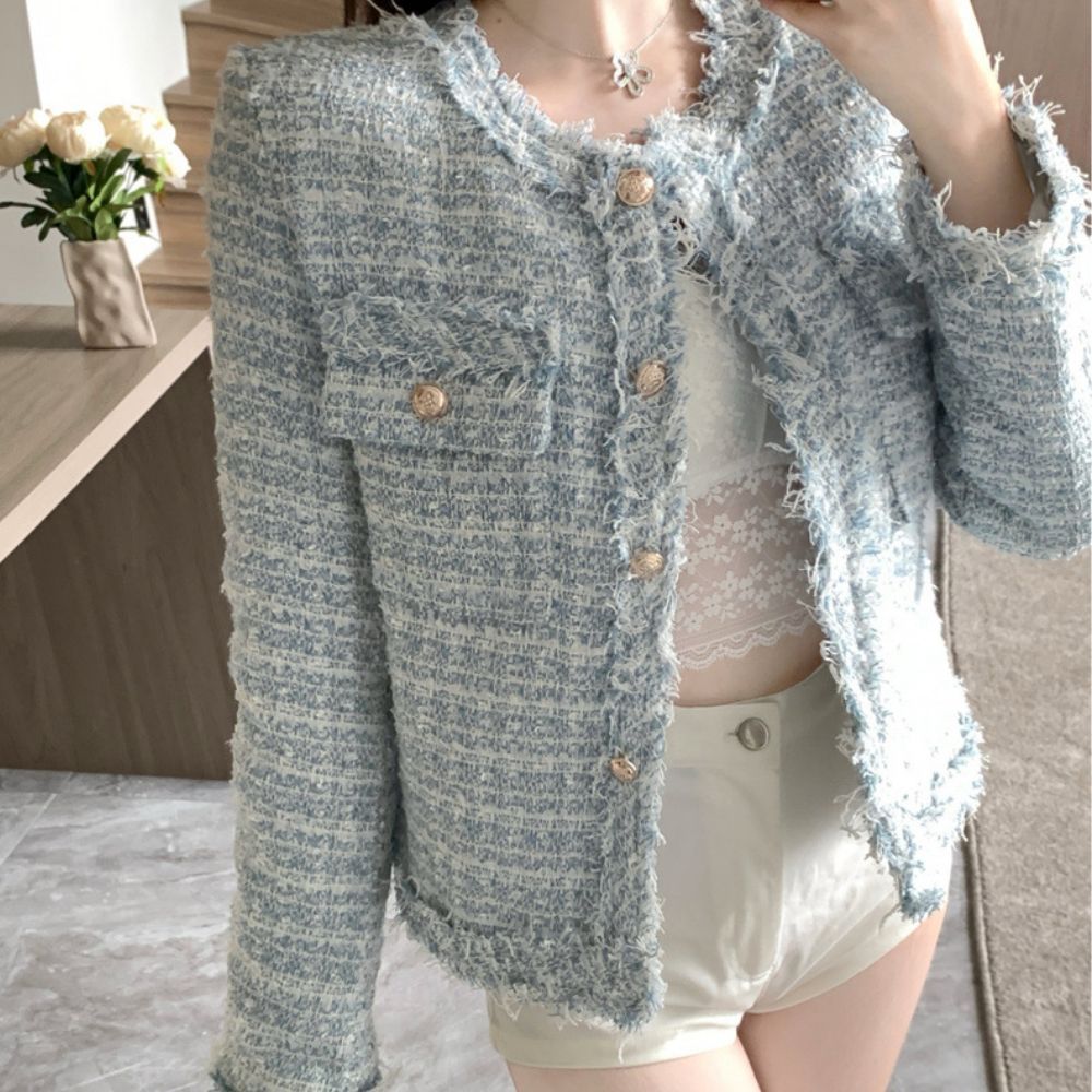 노패드 트위드 숏 자켓 JSD-1008021 - 소라