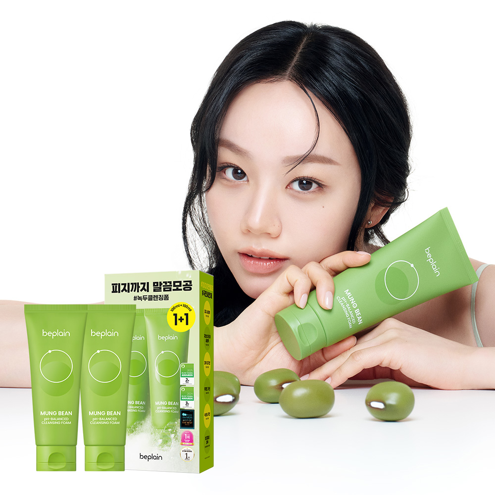 [혜리 클렌징/1+1] 네이버단독 비플레인 녹두 약산성 클렌징폼 100ml, 2개