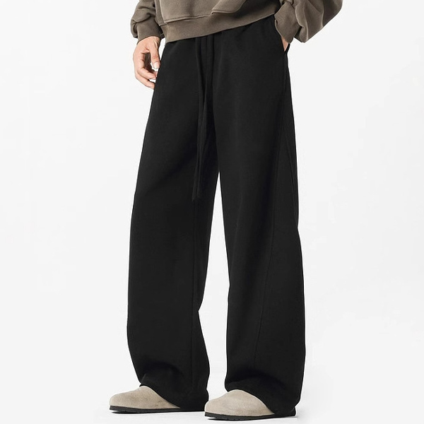 미니멀 남성 베이직 절개 트임 기본 무지 일자팬츠 IS-PA95 - 블랙