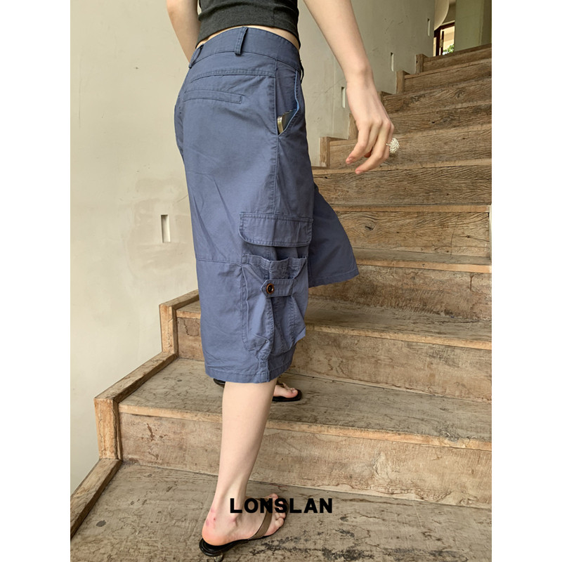 LONSLAN 론슬란 버뮤다팬츠 카고 와이드 카프리팬츠 - 상세 이미지 2