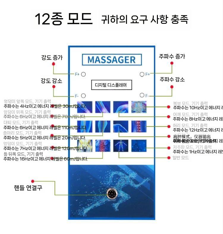 충격파 전기 안마기 전신 근육이완 가정용 허리 체외 마사지기 종아리 다리 A - 상세 이미지 3