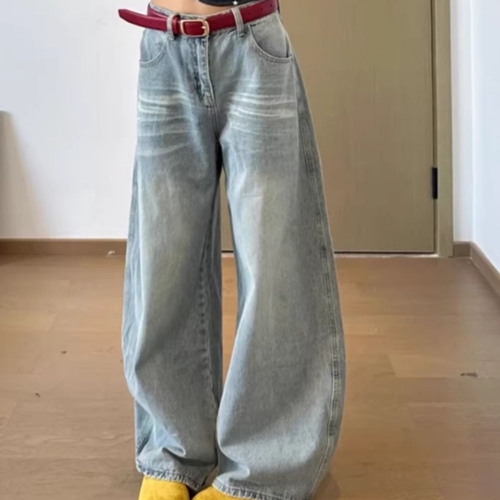 UJS-057 시미터 와이드 데님 팬츠 - 연청