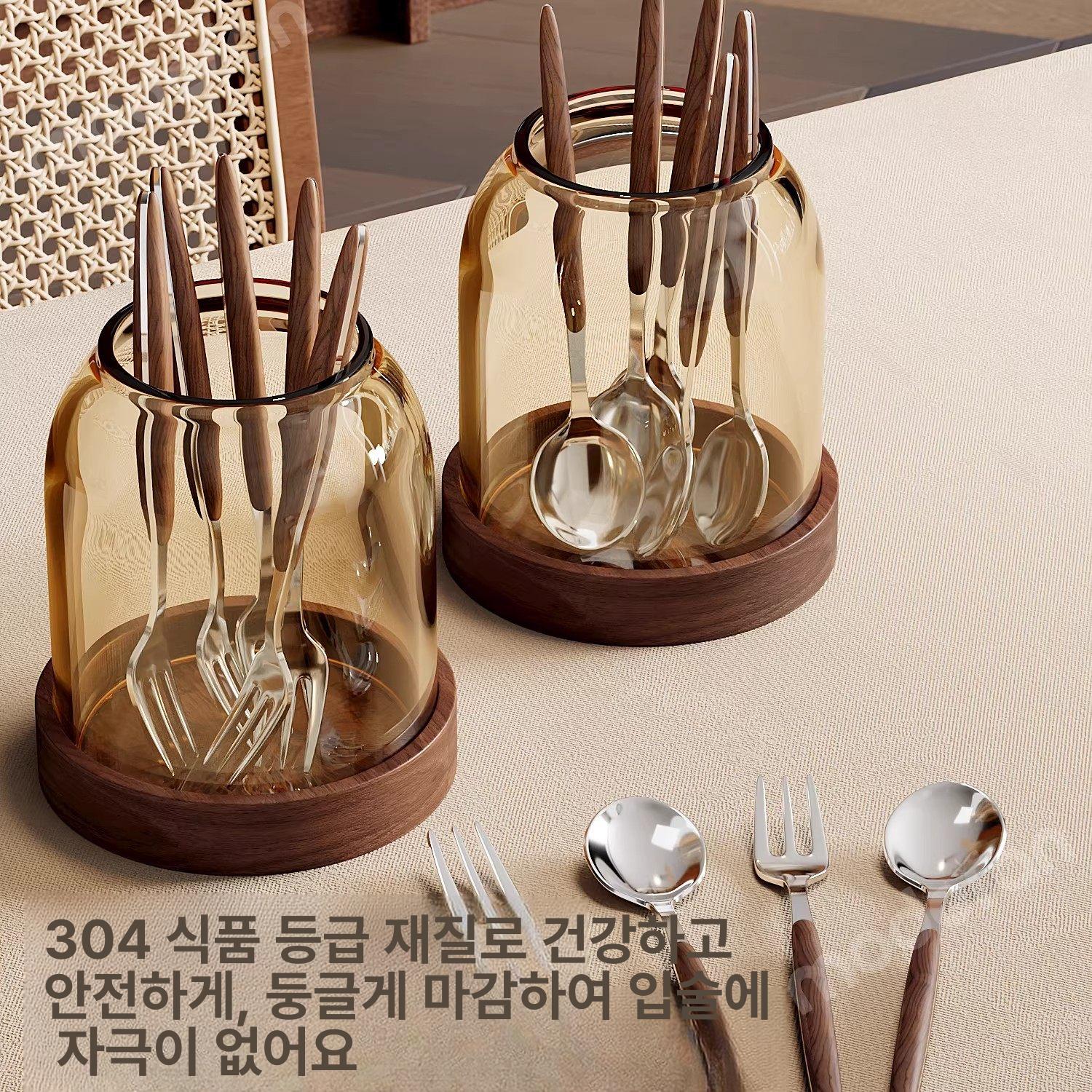 과일 우드커트러리 포크 고급스틸 과일포크 티포크 일본산 디너 고급커트러리 나이프 - 상세 이미지 5