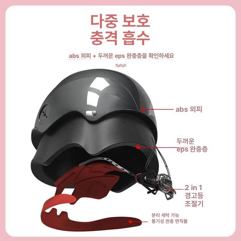 빅사이즈 헬멧 반모 경량 여름용 바이크 오픈페이스 레트로 고글 하프 오토바이 반모헬멧 빅 - 상세 이미지 3