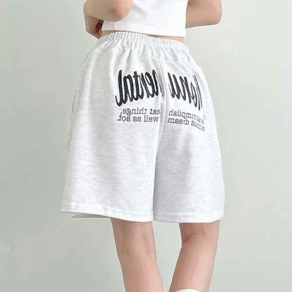 레터링 프린팅 루즈핏 데일리 여성 숏팬츠 반바지 LK-TP20 - 그레이