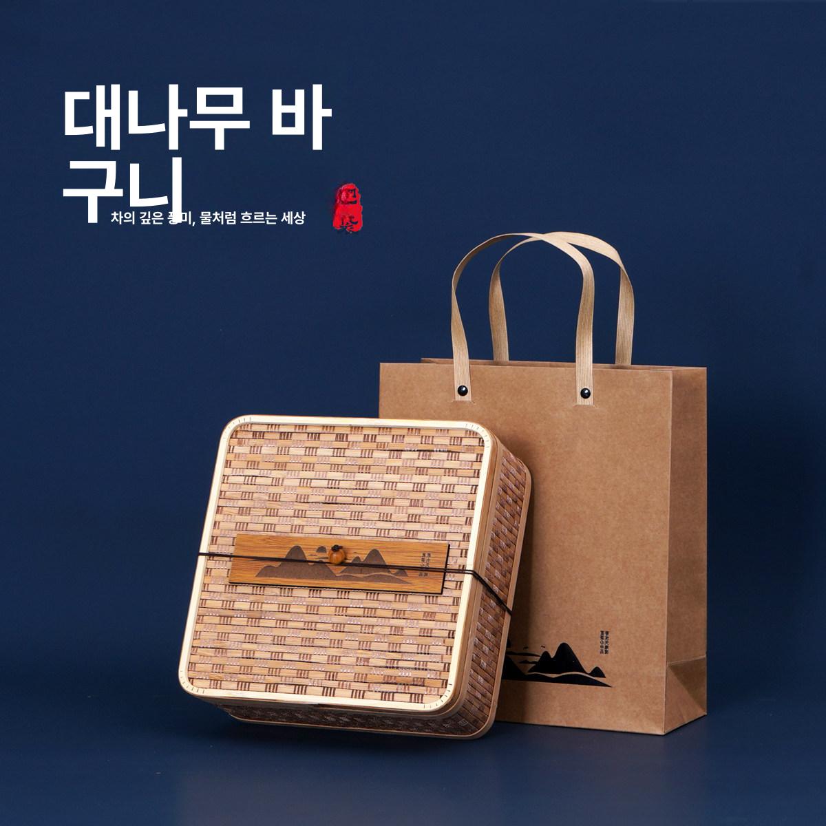 추석 바구니 떡선물 대나무 송편 복자 선물 떡 송편바구니 답례품 예단 명절 원형 사각형 - 상세 이미지 2