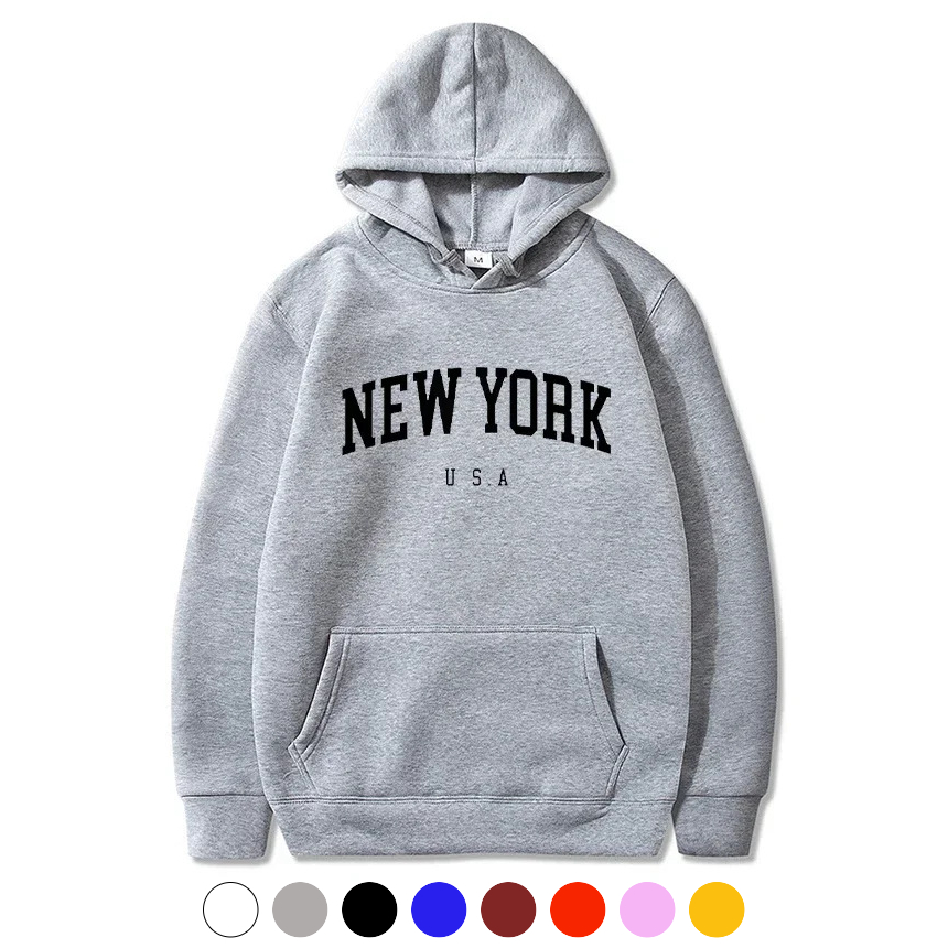 유니바운드 뉴욕 후드티 오버핏 커플후드 단체복 루즈핏 캐주얼룩 단체티 - 핑크