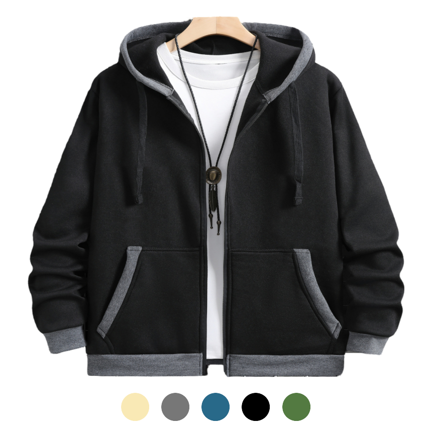 유니바운드 후드집업 간절기아우터 루즈핏 남자긴팔티 캐주얼룩 봄아우터 - 그레이