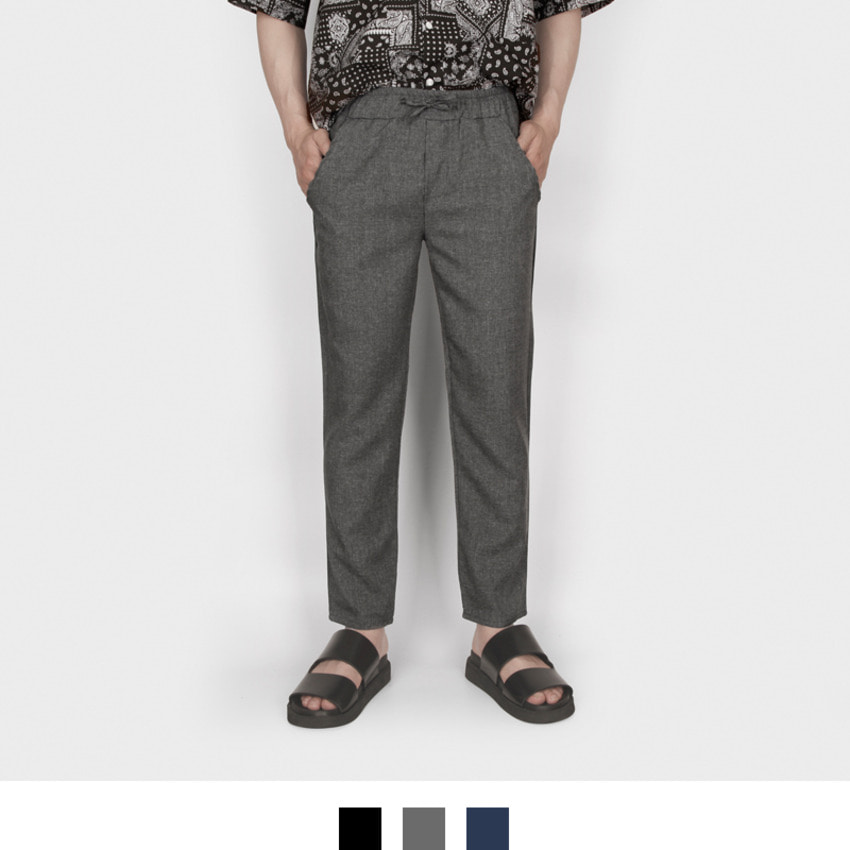 남자 슬랙스 밴딩 스판 편한 데일리 팬츠 - 블랙