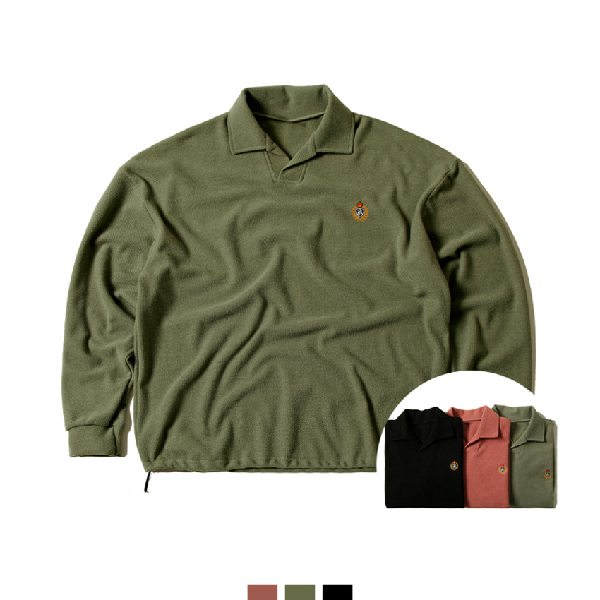 남자 자수 카라 니트 맨투맨 봄 캐주얼 스웨터 - 그린