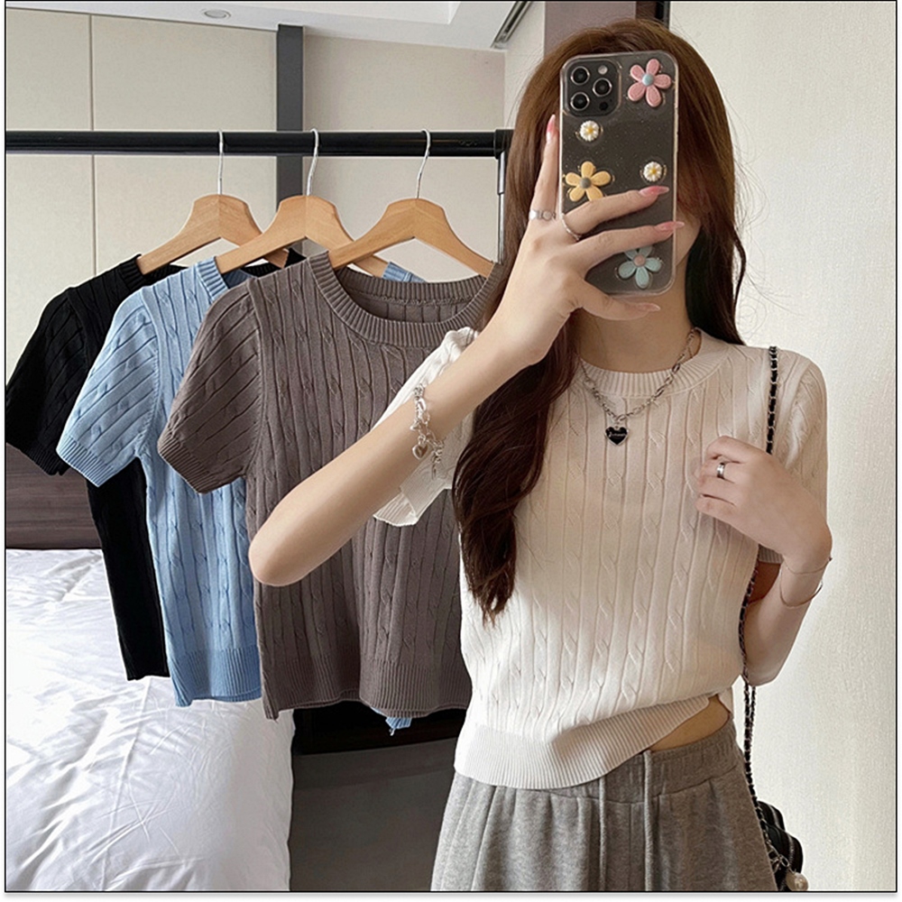 라운드넥 반팔 티셔츠 - black