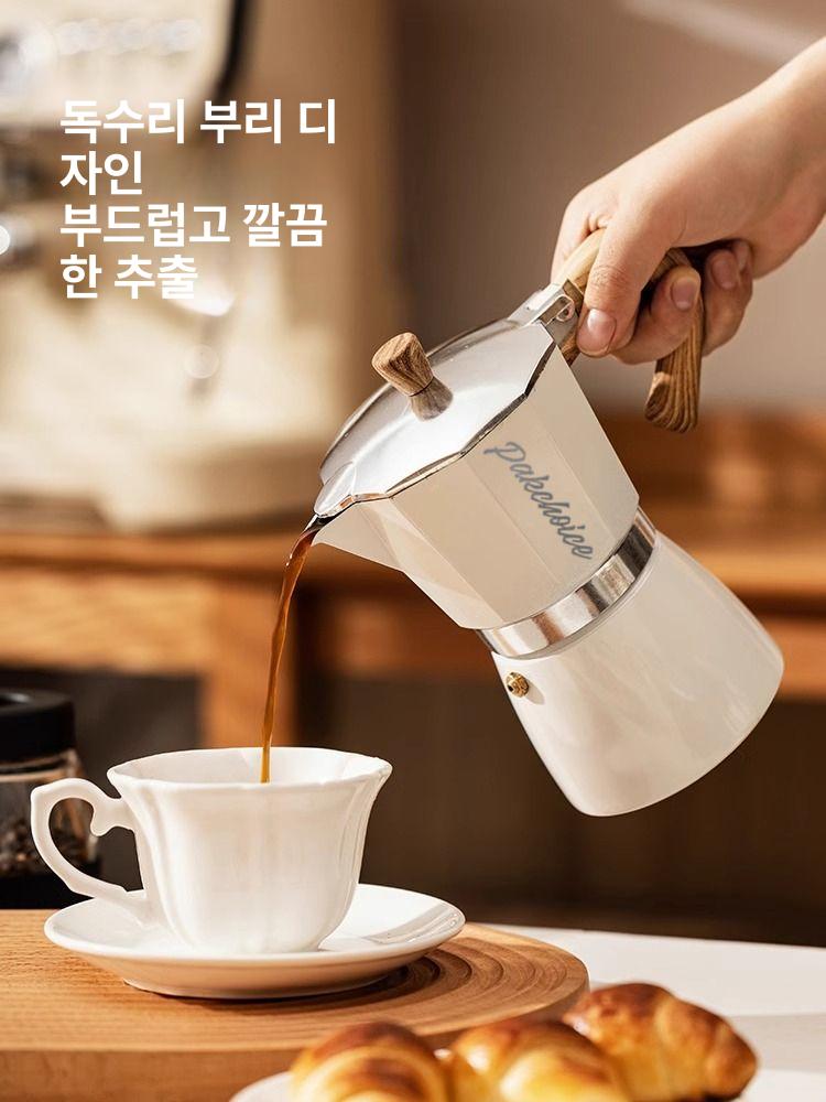 캠핑 모카포트 에스프레소 휴대용 스테인리스 티팟 메이커 포트 스틸 드립 소형 알루미늄 - 상세 이미지 3