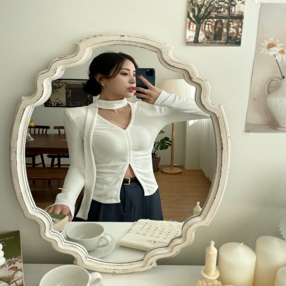 SY-604154 초커 브이넥 긴팔 티셔츠 - 블랙