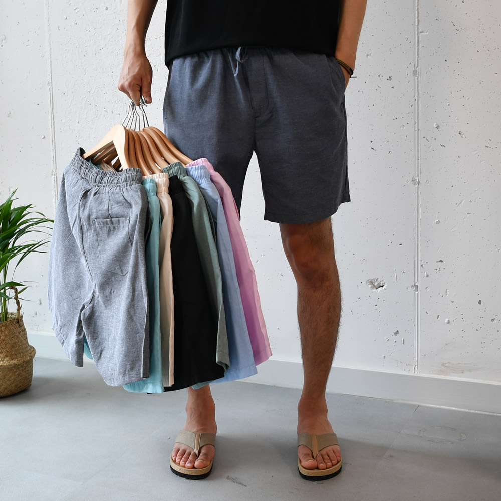 남자 여름 밴딩 면 반바지 8컬러 - 카키