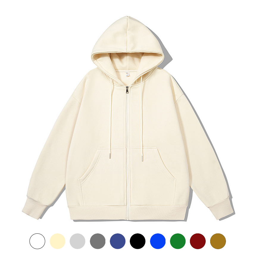 유니바운드 후드집업 간절기아우터 봄아우터 오버핏 루즈핏 단체복 캐주얼 - 화이트