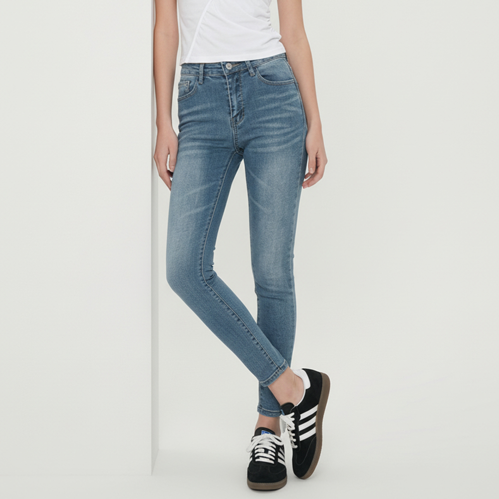 JEB-1007323 여성 하이웨스트 히든밴딩 슬림 데님 스키니팬츠 - 블루