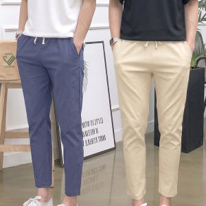 1+1 남자 여름바지 밴딩 린넨 팬츠 9부 마 슬랙스 카고조거 반바지 모... 착용 후기 | 사이즈/핏 총정리 - 상품 이미지 1