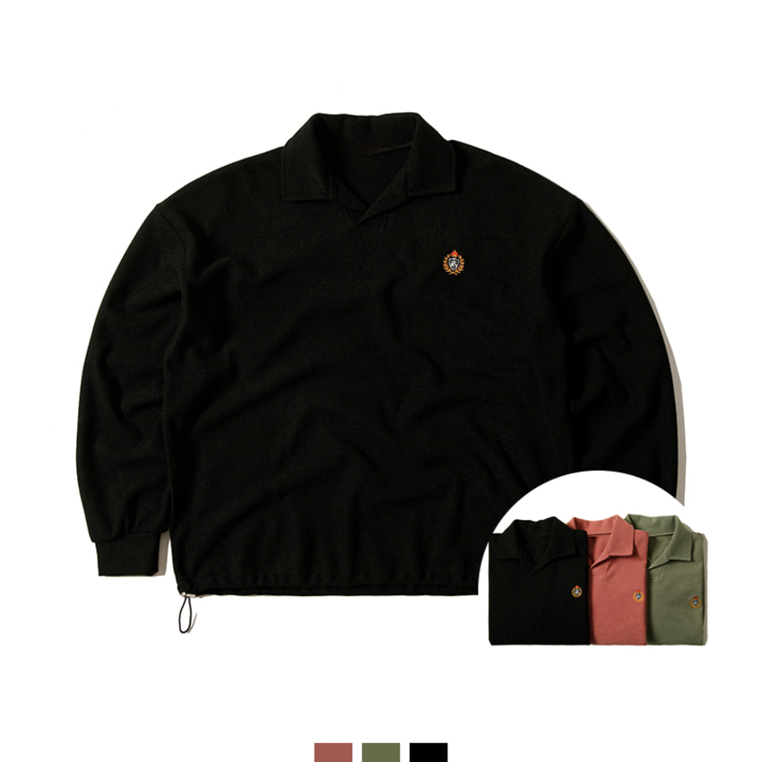 남자 자수 카라 니트 맨투맨 봄 캐주얼 스웨터 - 그린