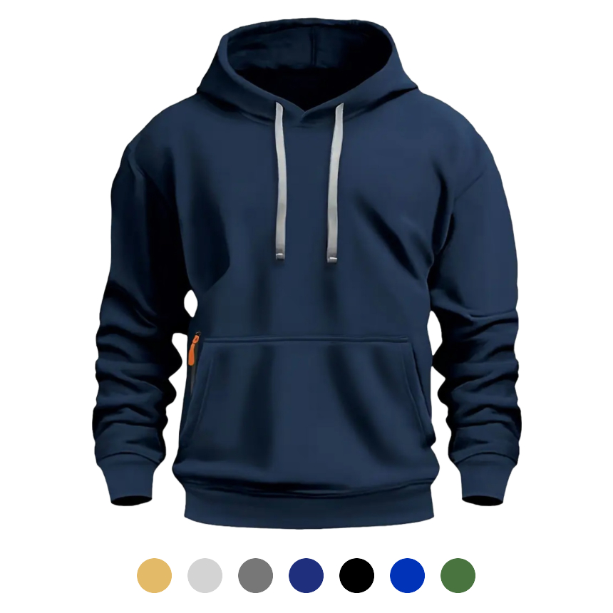 유니바운드 지퍼형 기모후드티 단체복 오버핏 루즈핏 캐주얼룩 커플티 - 카키