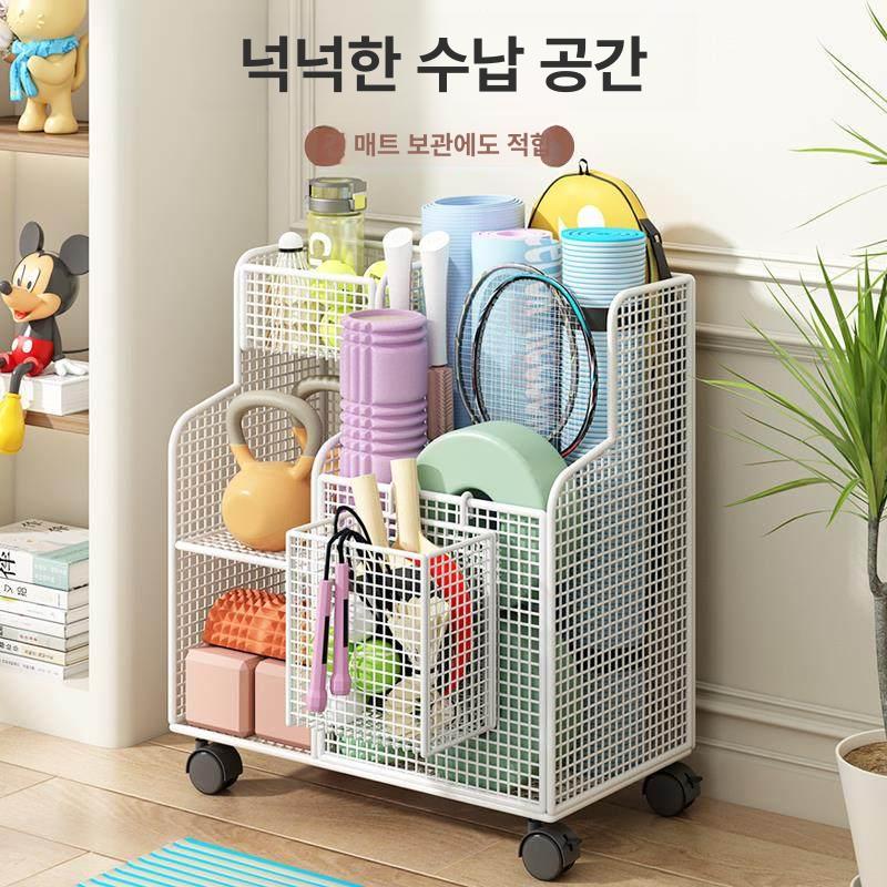 요가매트정리대 폼롤러 보관선반 미디엄 흰색 요가매트 화이트미디움 트롤리 수납함 테스 - 상세 이미지 4