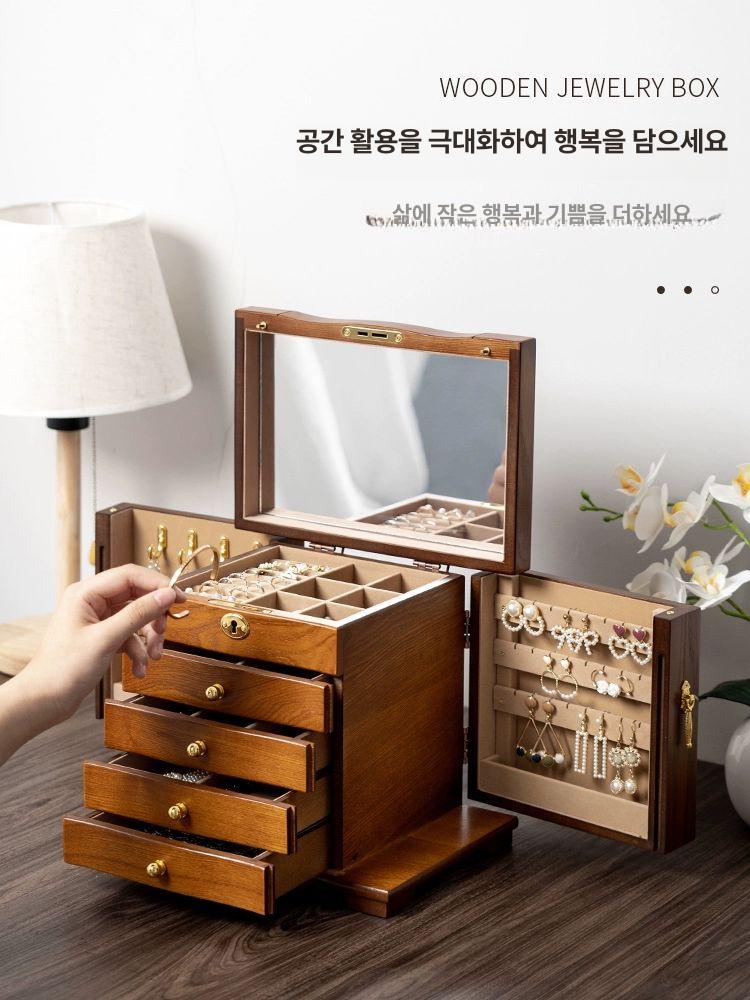 반지 주얼리 보관함 원목 나전칠기보석함 아기 악세사리 나무 반지케이스 돌반지보관함 귀걸이 - 상세 이미지 3