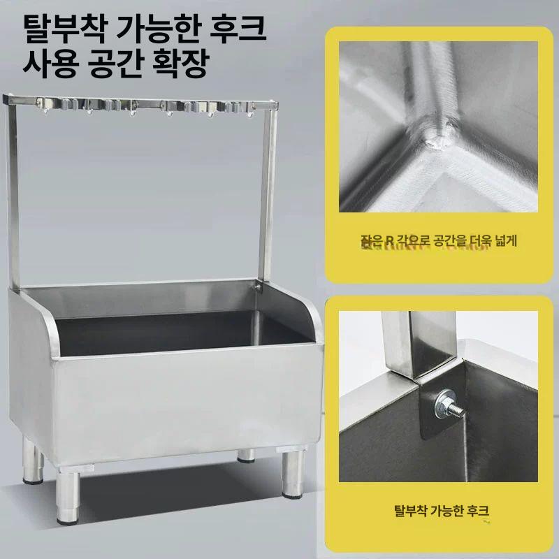 청소 걸레통 스테인리스 마대 병원 밀대 세탁 빨래통 스테인레스 화장실 대형 싱크대 - 상세 이미지 3