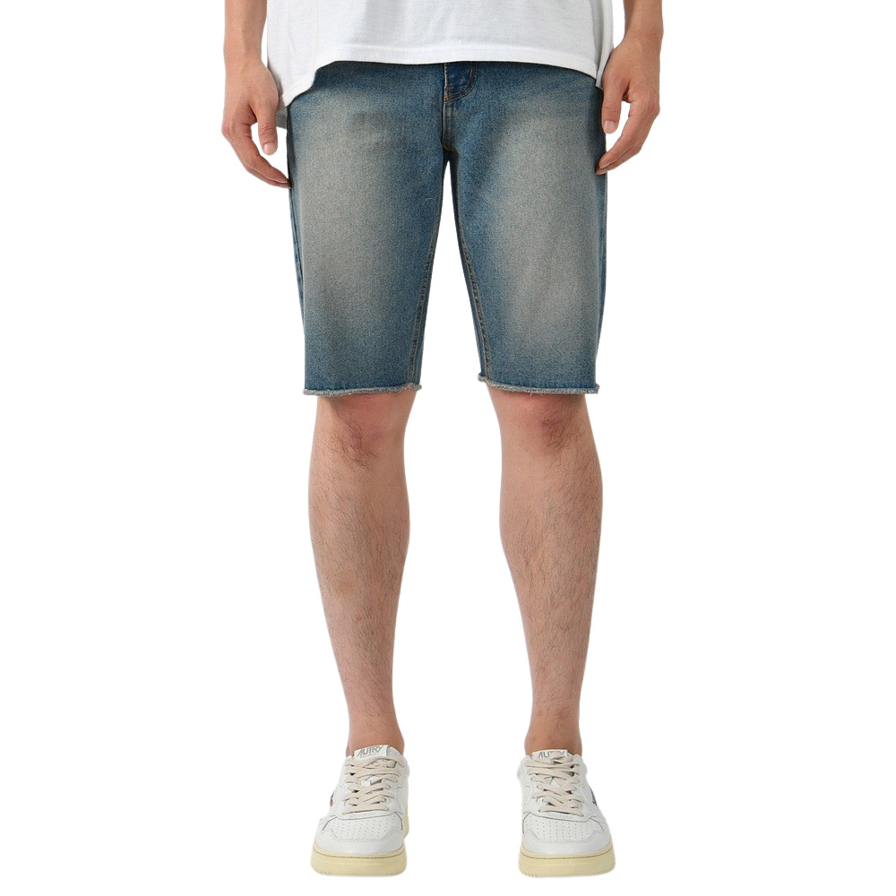 남자 청반바지 국내생산 남성 여름 밑단 컷팅 데님 5부 바지