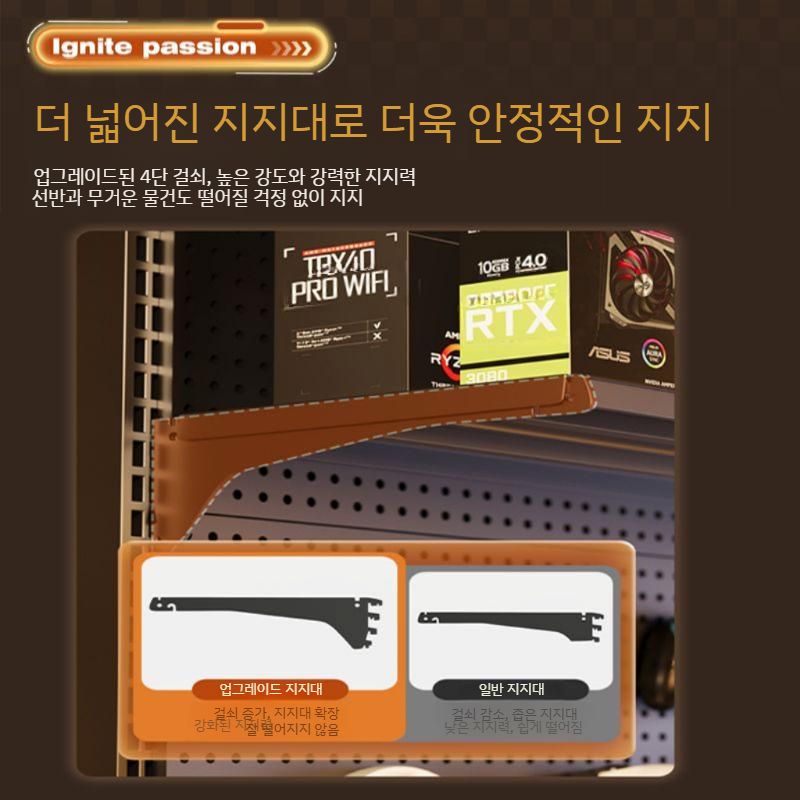 철제구멍선반 타공보드 스탠드 정리대 구멍 공구 타공 진열대 사무라이 블랙 75x35x190 은 보드 - 상세 이미지 5