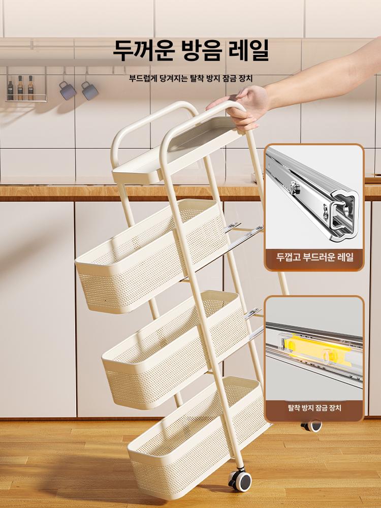 바퀴달린 수납장 이동식 정리대 수납 간식 미니 세탁실 보관함 달린 다용도 트롤리 슬림 - 상세 이미지 3