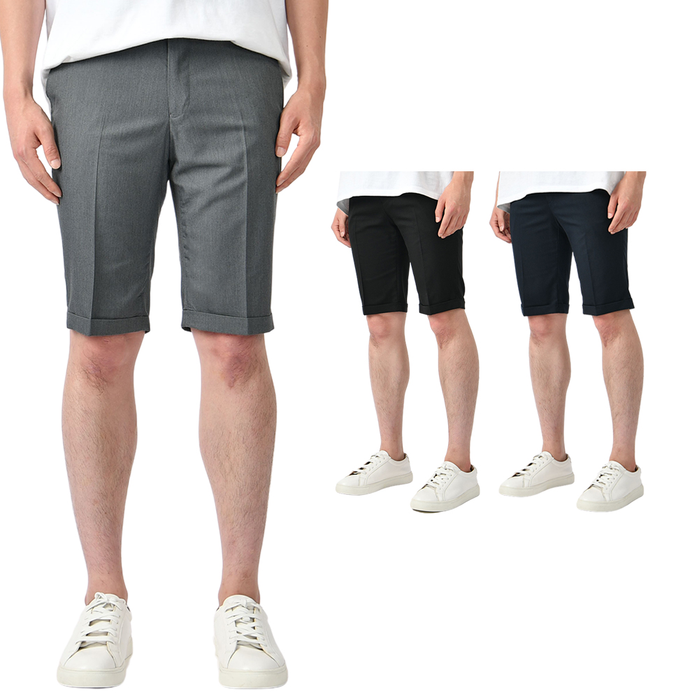 남자 여름 슬랙스 반바지 카브라 정장 5부 팬츠 스판 3컬러 - black
