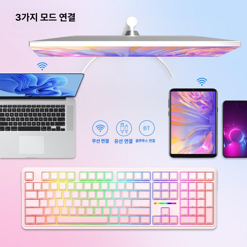 조약돌 키보드 핫스왑 무소음 게임용 파도스위치 핑크 적축 레트로 유선 미니 저소음 기계식 - 상세 이미지 3