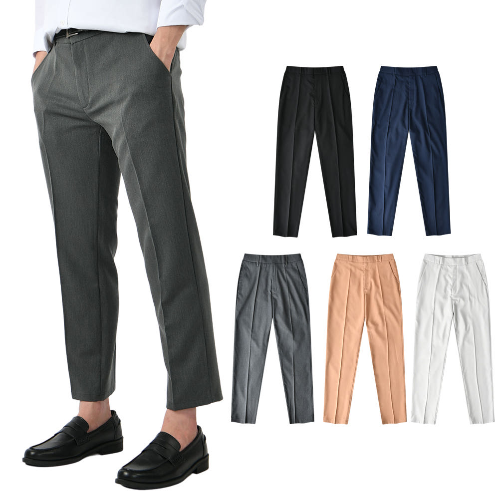 남자 슬랙스 스판 정장 기지 캐주얼 바지 팬츠 - 아이보리