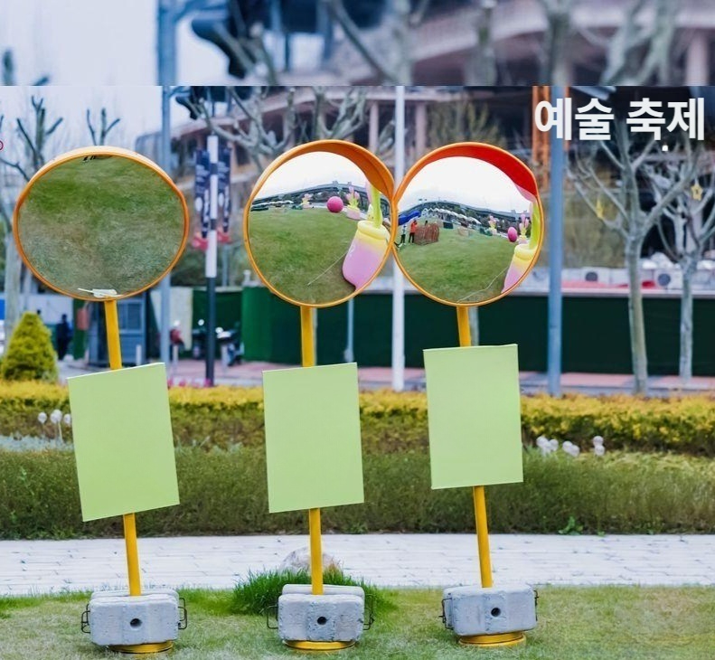 도로 반사경 주차장 볼록거울 안전미러 교통 스탠드형 건물 - 상세 이미지 3