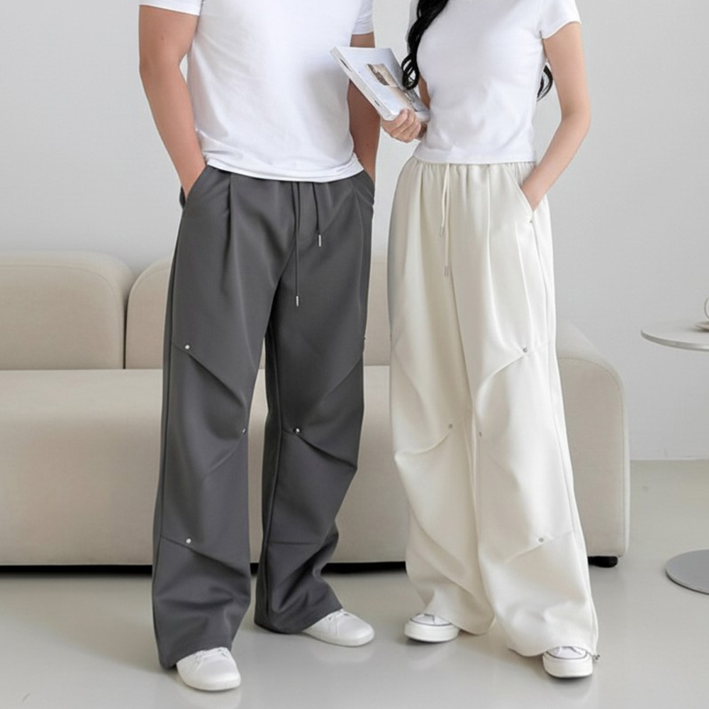 남녀 코셰 리벳장식 스트링 와이드바지 SD-262029 - 차콜