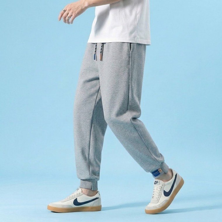 남성 봄 아이스 시원한 패치 조거 트레이딩 방한 팬츠 - 그레이