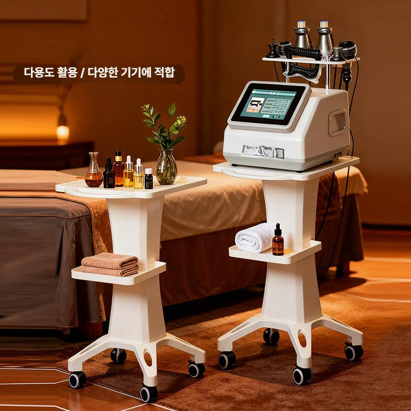 수납 트레이 카트 경량 다용도 주방 우드 선반 바퀴 무빙 바구니 원목트롤리 서빙 화이트 - 상세 이미지 2