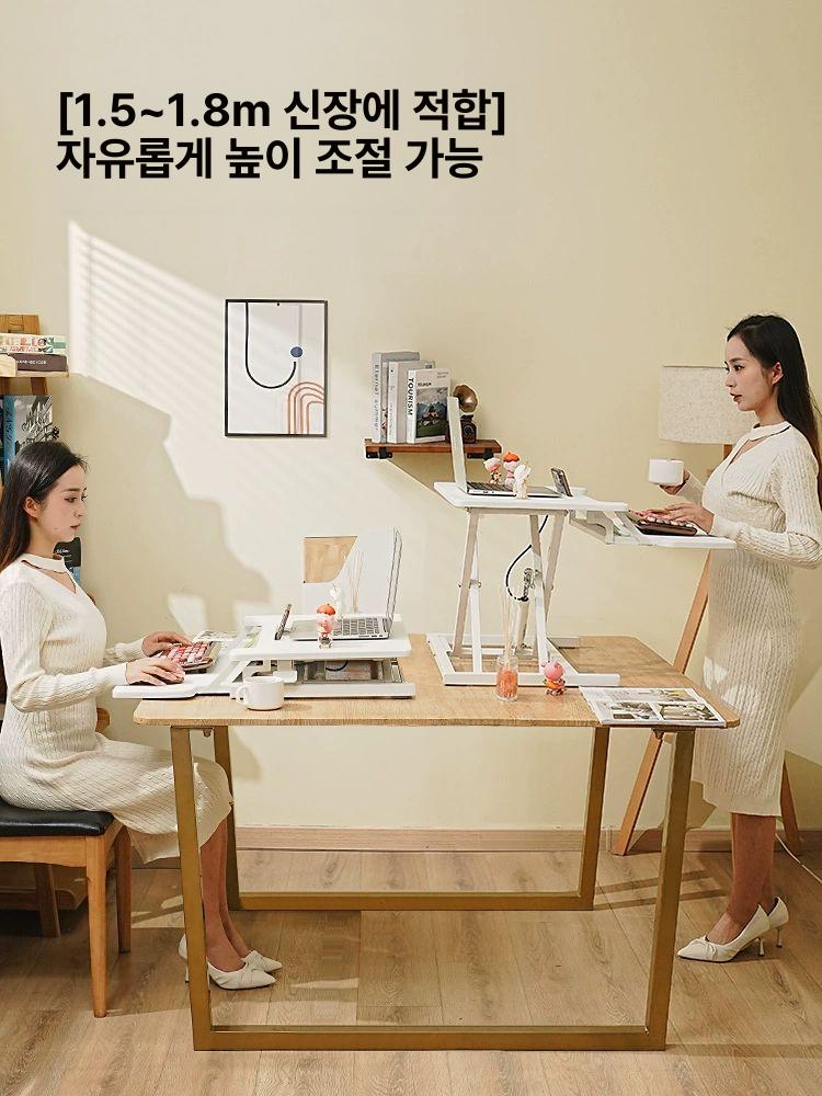 모니터 받침대 높이조절 서랍형 정리대 포트 정리 와이드 받침 사무용 데스크정리함 강화유리 - 상세 이미지 3