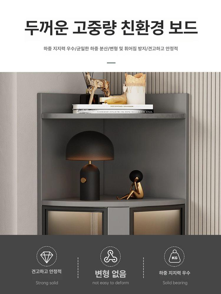삼각 코너장 선반 인테리어 수납장 유리 서랍장 모서리 모서리장 주방 우드 북유럽 - 상세 이미지 4