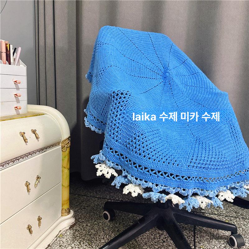 꽃다발 담요 블랭킷 핑크 뜨게꽃 손뜨개 뜨개꽃 프랑스 꽃다발블랭킷 뜨개질 로즈 그라데이션 - 상세 이미지 5