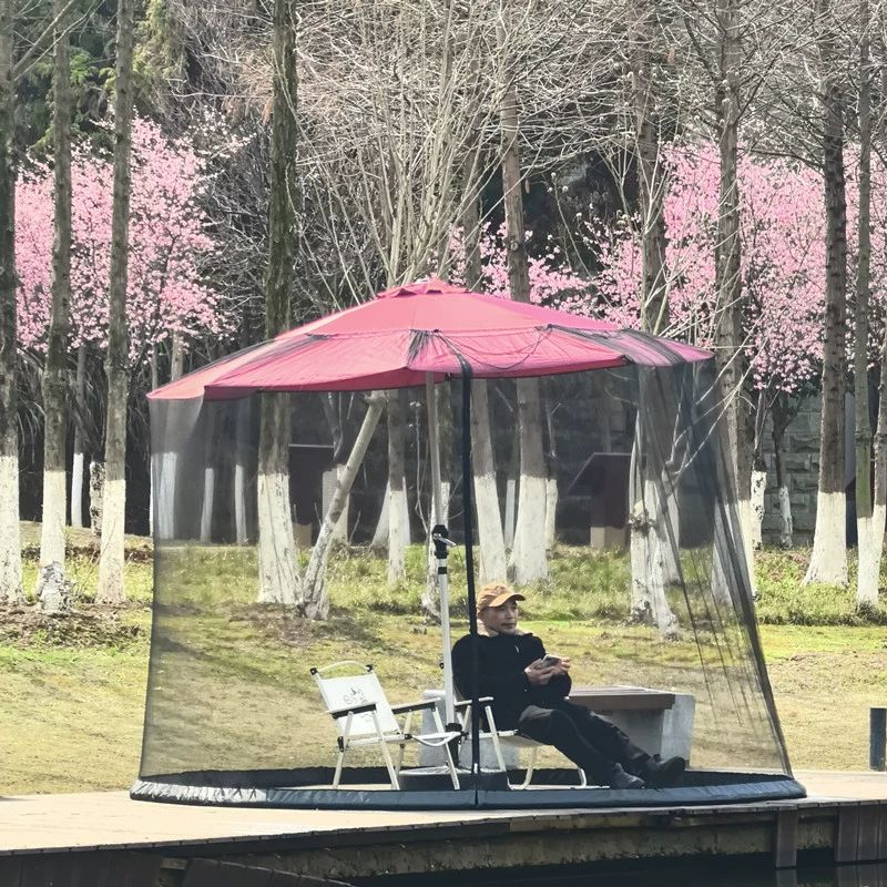 대형 사각 모기장 파라솔모기장 텐트 캐노피 방충망 캠핑 대형모기장 화이트 바닥있는 원터치 - 상세 이미지 4