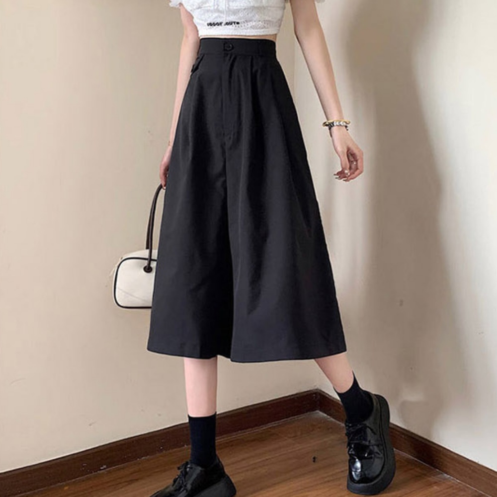 여성 7부 여름 예쁜 치마 바지 캐주얼 와이드핏 팬츠 - 3컬러 - 그린