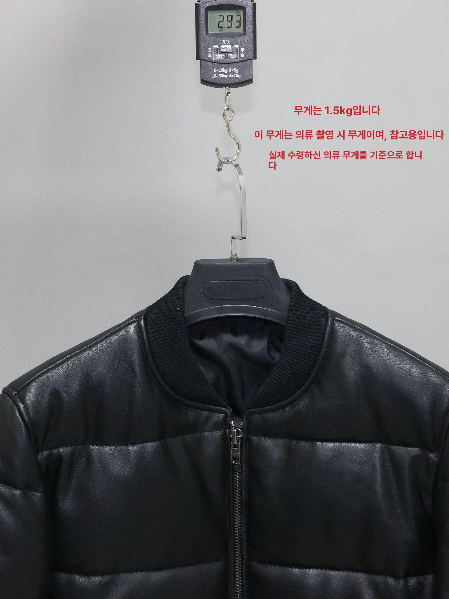 레더 자켓 양가죽 다운 오버핏 패딩 남성 가죽 점퍼 아우터 캐주얼 - 상세 이미지 4