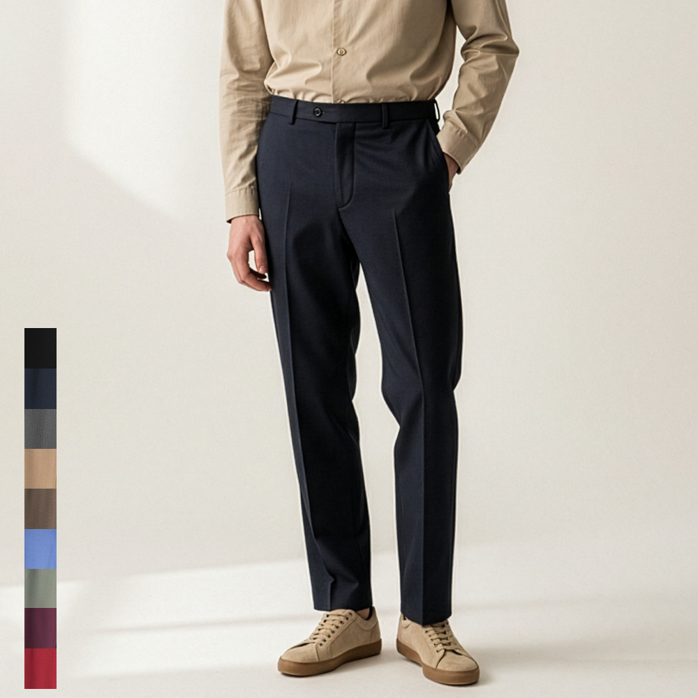 남자 슬랙스 스판 정장 기지 캐주얼 바지 팬츠 - red