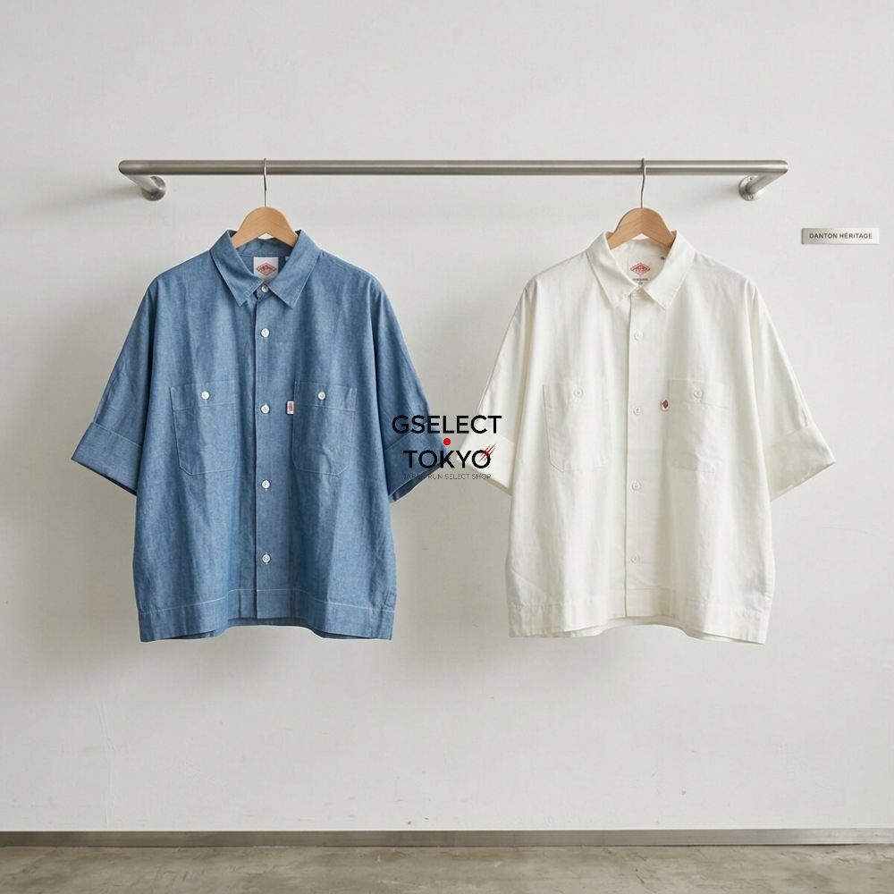 단톤 여성 워크 반팔 셔츠 코튼 샴브레이 26SS DT-B0345 SCA - 상품 이미지
