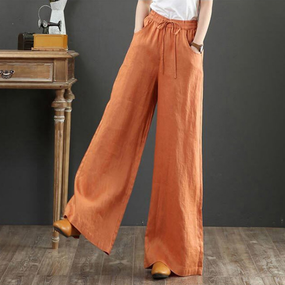여성 편한 와이드핏 밴딩 팬츠 린넨 여름 긴바지 - 8컬러 - 화이트